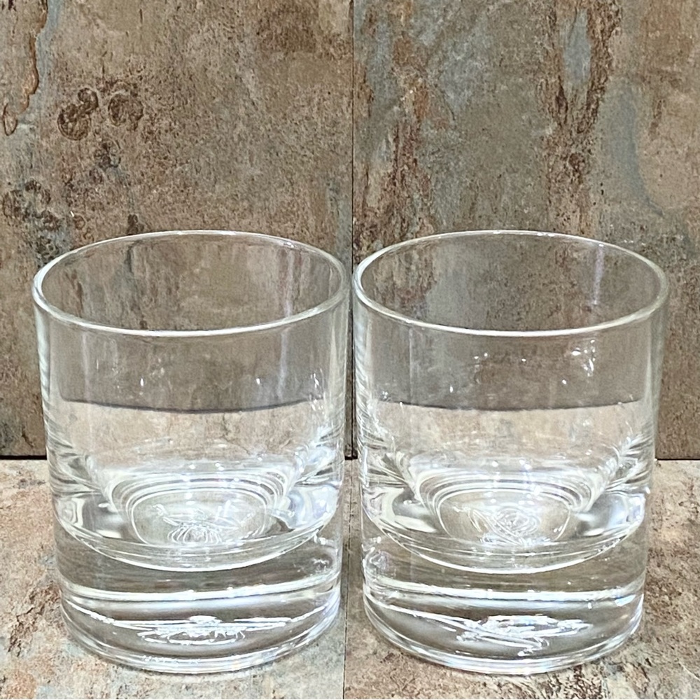 Crown Royal Embossed Logo on the Base Heavy Bottom Clear Whiskey Glasses